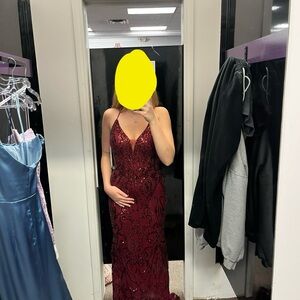 Alyce Paris Burgundy Embellished Gown